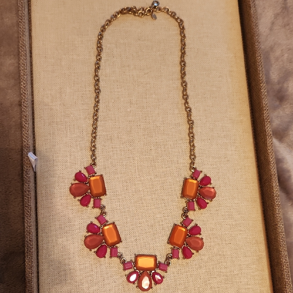 Premier Designs Pink and Orange Necklace Statement Jewelry